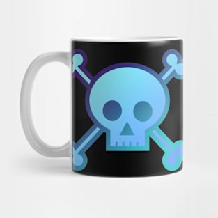 Skull and Crossbones Pirate Flag Aqua Blue Gradient Mug